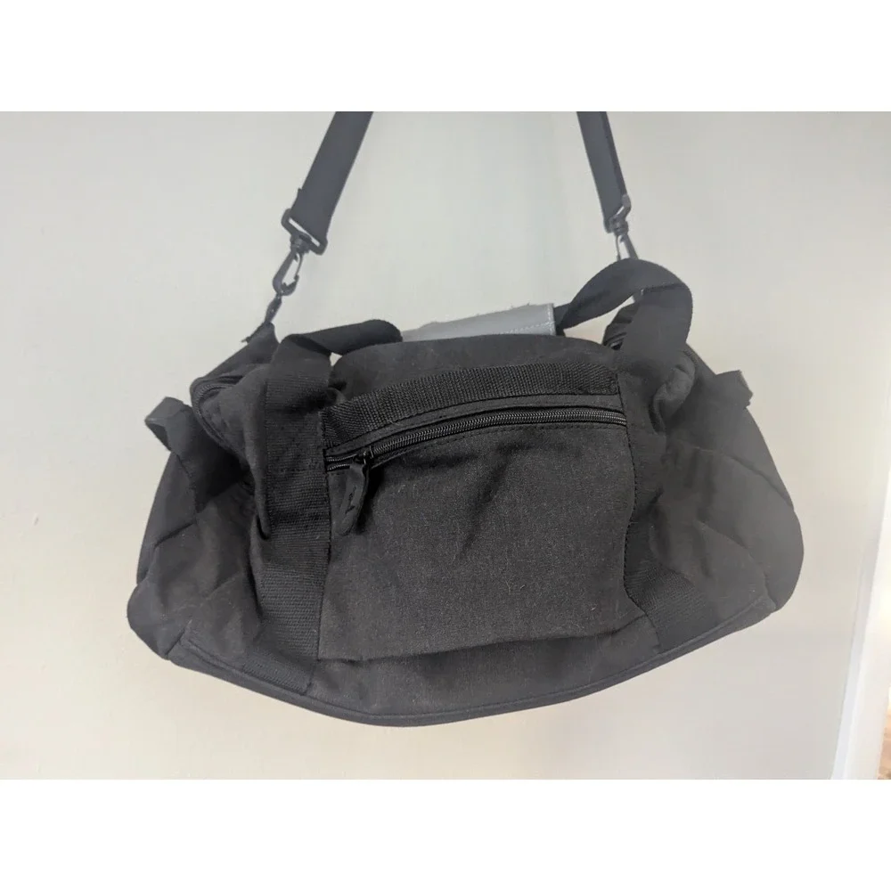 Bellaruso Black Canvas Duffel Bag Travel Weekender Shoulder Strap